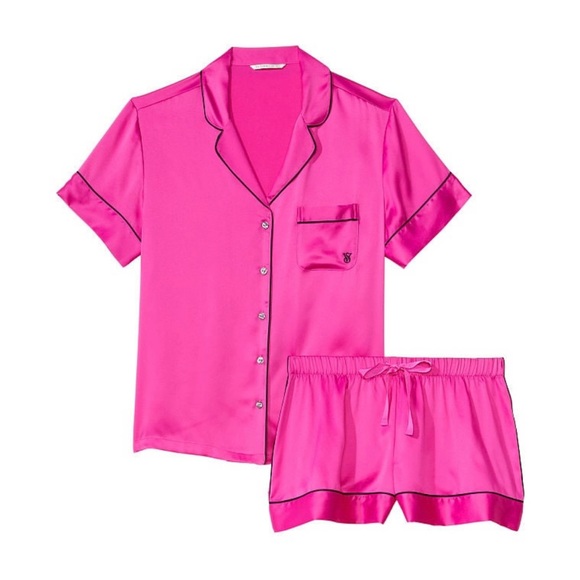 Brand New VS Satin Fuchsia Frenzy Short PJ (XL) & Bombshell Candle 10.2oz SET - Picture 2 of 11